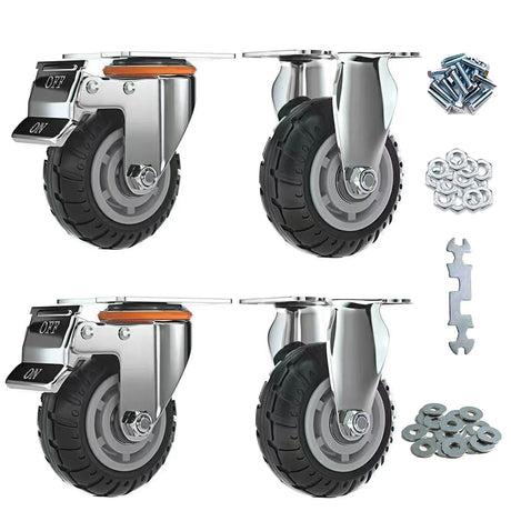 JMSEYOE 6 inch Caster Wheels with Brake 2800lbs,Heavy Duty Casters Set of 4 for Cart, Trolleys, Furniture and Workbench(2PCS Fixed Caster Wheels 2PCS Locking Swivel Casters) JMSEYOE