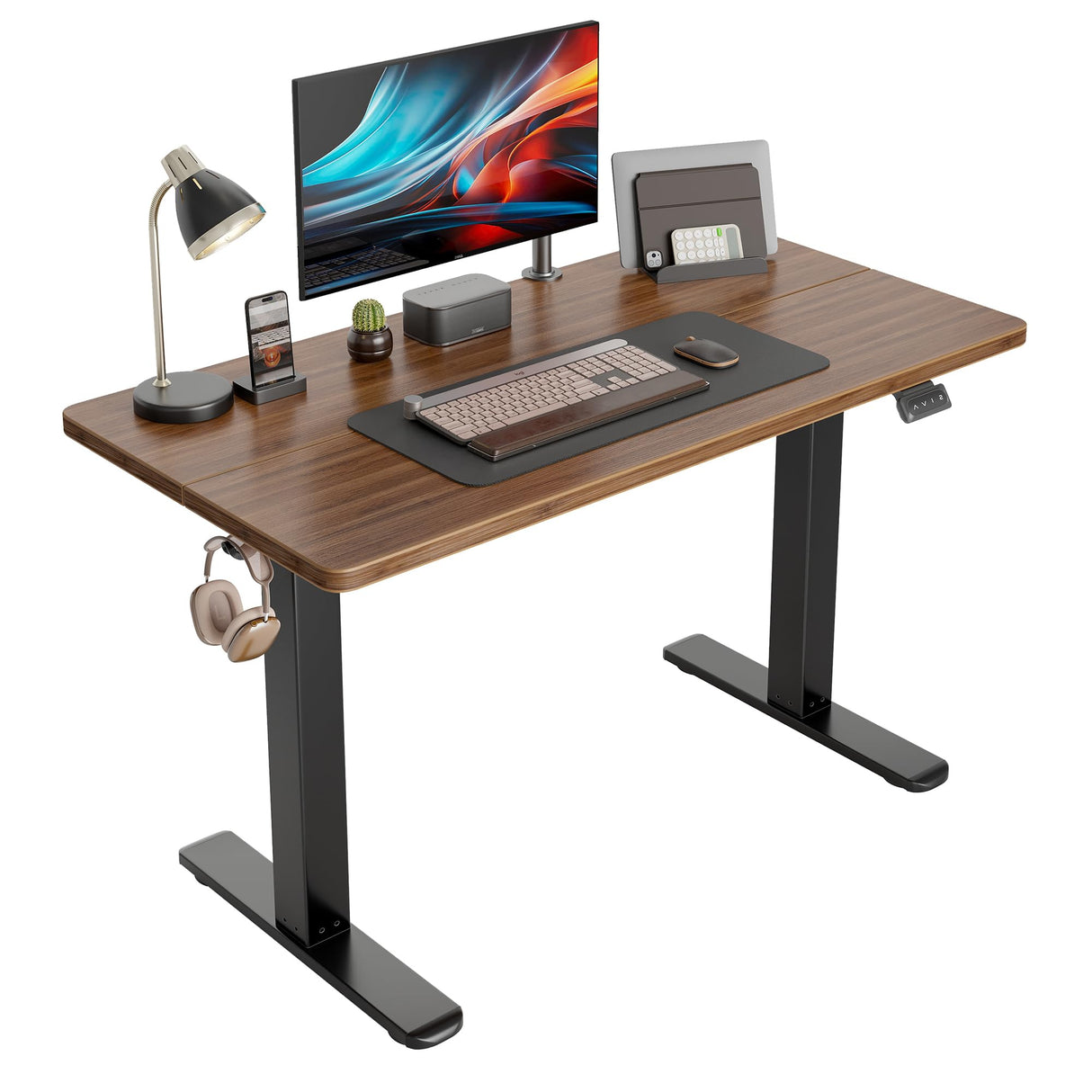 CubiCubi Electric Standing Desk, 40 x 24 Inches Height Adjustable Sit Stand Desk, Ergonomic Home Office Computer Workstation, Black Walnut CubiCubi