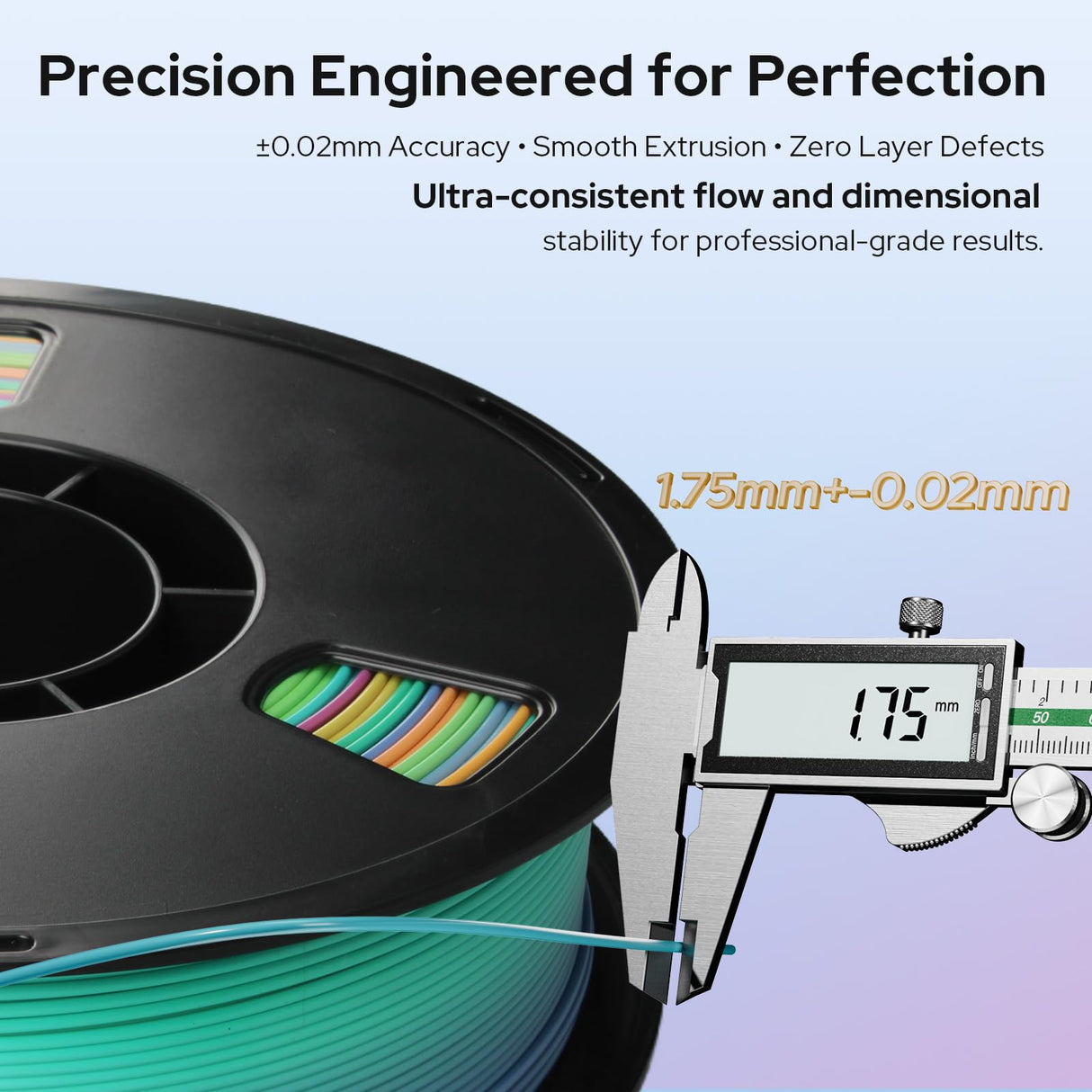 Semdon Silk PLA 3D Printer Filament 1.75mm - Rainbow 1kg Spool | ±0.02mm Ultra-Precision, Zero Warping & Tangle-Free | Ender 3/Prusa FDM Filament | Holographic Multicolor Finish (Rainbow Candy) Semdon