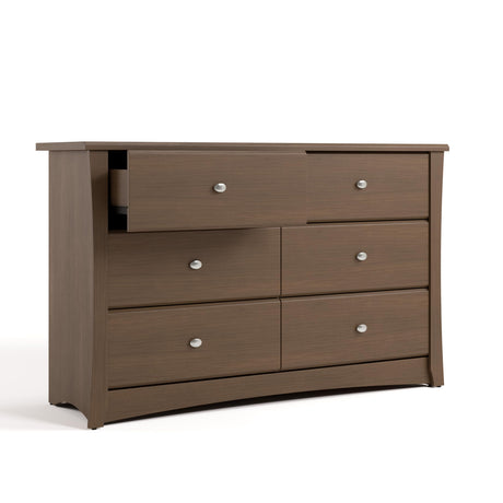 Storkcraft Crescent 6-Drawer Dresser (Hazelnut) – GREENGUARD Gold Certified, Brown Dresser for Bedroom, Kids & Nursery Storage Chest, Safety Interlocking Drawers, Pre-Installed Tracks, Kids Chest Storkcraft
