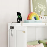 KEIKI Full Size Cabinet Murphy Bed with Charging Station and Drawers, Multiple Storage Foldable Hideaway Wall Murphy Bed Frame with Solid Slats, No Box Spring Needed, Easy Assembly, for Bedroom, White KEIKI