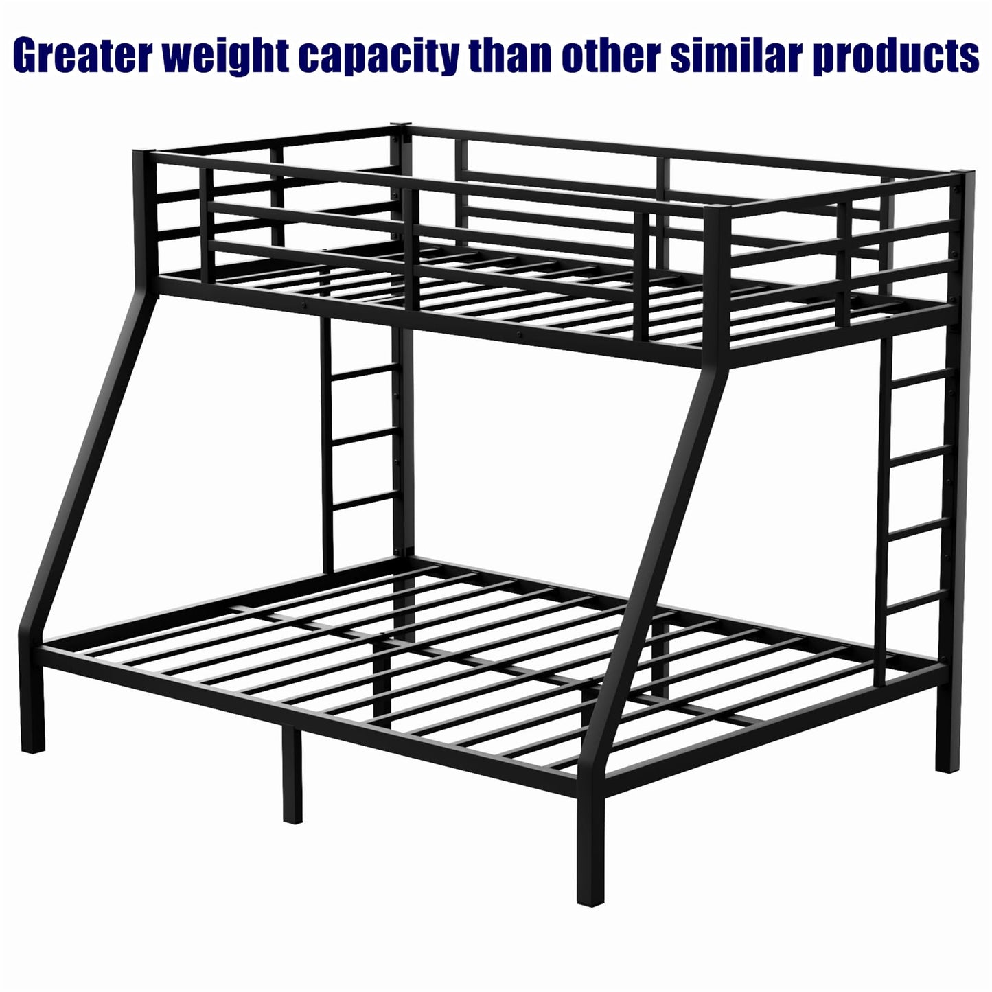 TIHWOALL Latest Upgrade & Stronger Twin XL Over Queen Bunk Bed, Heavy Duty Thickened More Rust-Proof Metal Steel Bunk Queen Bed with Enhanced Legs & Slats (Easier Assembly) (Twin XL Over Queen)