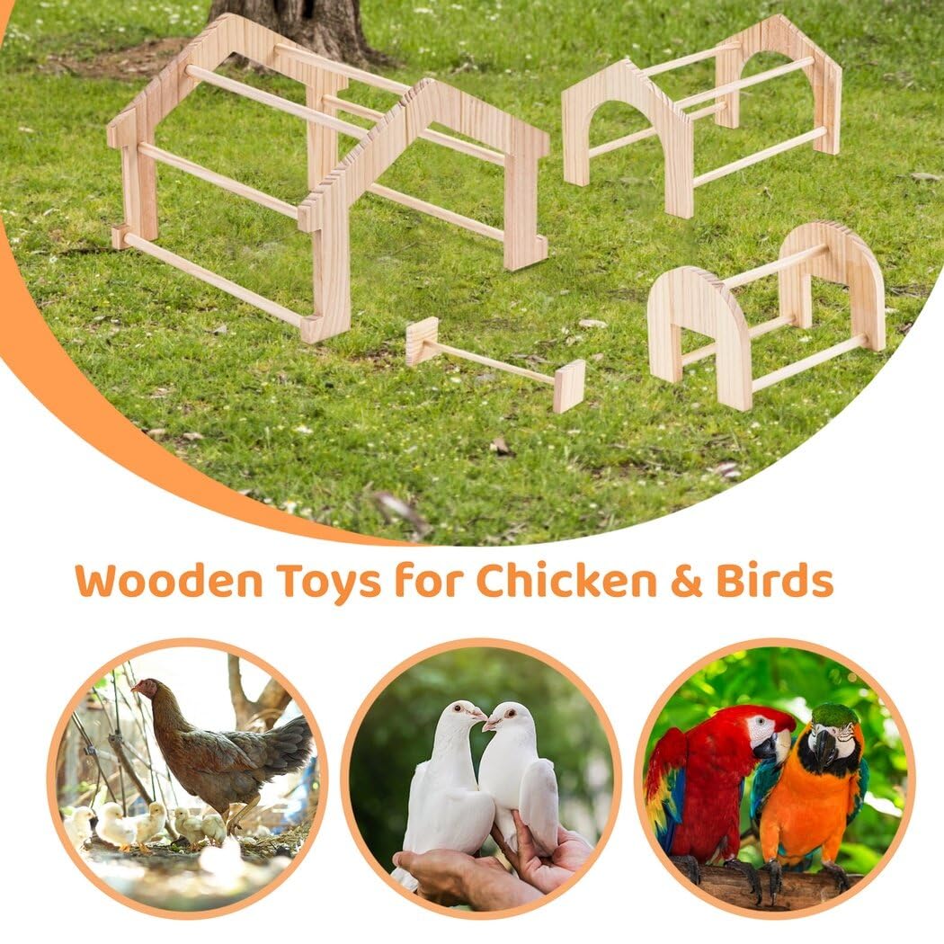 4 Pcs Wooden Chick Perches, Chick Stand Training Perches, Wood Chicken Roosting Bars for Entertainment, Chick Jungle Gym Perch Toys for Coop & Brooder