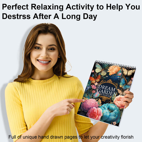 ADEVIAN Coloring Books for Adult Coloring Book for Women Spiral Bound Page One Sided Design Gifts Arts and Crafts for Women to Relax, Anxiety and Depression 30 Colorful Coloring Pages of DREAM GARDEN ADEVIAN