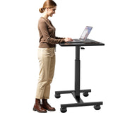 GallopFun Mobile Laptop Standing Desk Adjustable Height, Small Mobile Desk Workstation with Wheels, Portable Rolling Computer Desk Cart for Home Office Classroom (Black) GallopFun