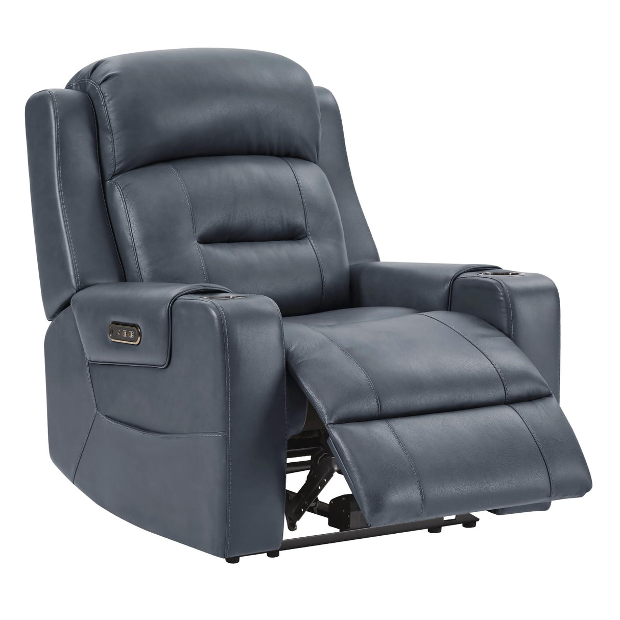 Watson & Whitely Genuine Leather Power Recliner Chairs for Adults, Lay Flat Recliner with Power Headrest, USB Ports and Cup Holders, Electric Reclining Sofa for Living Room, Bedroom, Navy Watson & Whitely