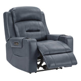 Watson & Whitely Genuine Leather Power Recliner Chairs for Adults, Lay Flat Recliner with Power Headrest, USB Ports and Cup Holders, Electric Reclining Sofa for Living Room, Bedroom, Navy Watson & Whitely
