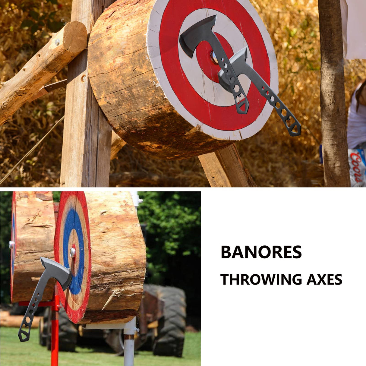 BANORES Hawkeye Throwing Axes and Tomahawks Set with 10 inch Full Tang Stainless Steel, Nylon Sheath 3 Pack BANORES