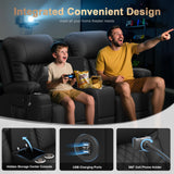DG PEAFOWL Loveseat Recliner Sofa, Home Theater Seating with Center Console, Reclining Loveseat RV Couch with USB Ports & Phone Holders, Wall Hugger RV Sofa Furniture with Storage & Pocket DG PEAFOWL