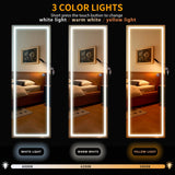 LVSOMT LED Wall/Door Mounted Jewelry Cabinet Armoire, Full Length Mirror with Lights, Lockable Storage Organizer, Over the Door Hanging Body Mirror (Wood) LVSOMT