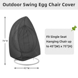 Easy-Going Patio Egg Chair Cover, UV Resistant Waterproof Swing Hanging Egg Chair Cover with Zipper, Outdoor Wicker Single Seat Egg Chair Cover, Black Easy-Going