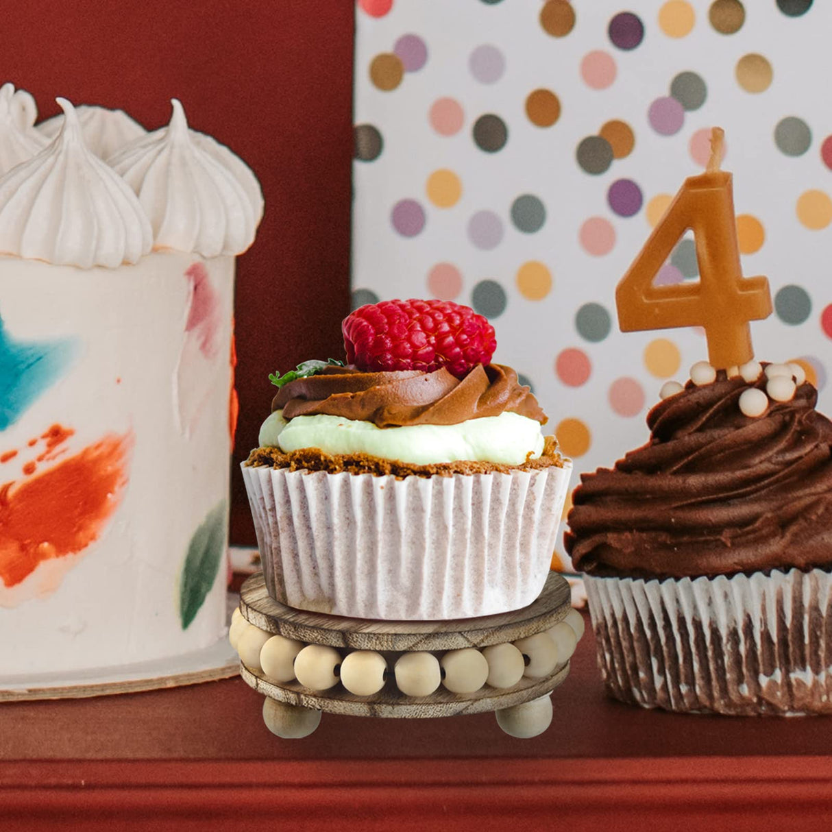 yunmanqiji 2 Pack Wood Riser, Risers for Decor，Pedestal Stand，Display Stand apply to Home Decor，Farmhouse Decor，Tiered Tray Decor(Brown, 4 Inches)… yunmanqiji