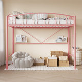 GarveeHome Loft Bed Twin Size, Heavy Duty Metal Loft Bed Frame with Arched Guardrail and Safety Ladder, Space-Saving, No Box Spring Needed, Modern Pink GarveeHome