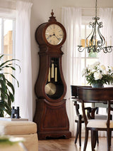 Howard Miller Volhard Grandfather Clock II, Wood Finish & Convex Glass Crystal with Single-Chime German Movement, Cream Dial Pendulum Bob Portable Floor Clocks for Bedroom & Home Decor Howard Miller