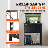 VEVOR Aquarium Stand, 20 Gallon Fish Tank Stand, 25.6 x 16.5 x 31.9 in Steel and MDF Turtle Tank Stand, 167.6 lbs Load Capacity, Reptile Tank Stand with Storage Cabinet and Embedded Power Panel, Black VEVOR