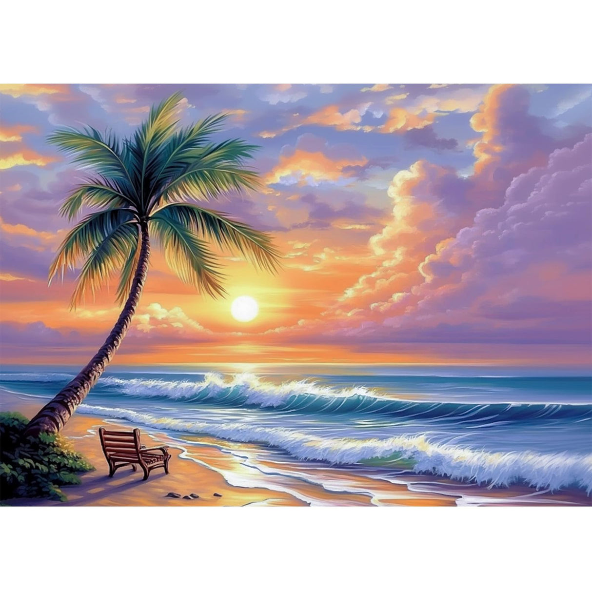 CEOVR Beach Sunset Diamond Painting Kits for Adults, Coconut Tree Diamond Art Dots 5D Full Drill DIY Gem Art for Beginner, Adult Crafts Kits Arts and Crafts, Wall Decor for Home Office 12x16in CEOVR