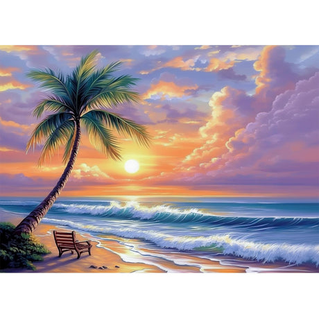 CEOVR Beach Sunset Diamond Painting Kits for Adults, Coconut Tree Diamond Art Dots 5D Full Drill DIY Gem Art for Beginner, Adult Crafts Kits Arts and Crafts, Wall Decor for Home Office 12x16in CEOVR