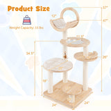 Nightcore 57” Tall Solid Wood Cat Tree for Indoor Cats, Building Block Kitten Tower w/Perch, Scratching Posts, Washable Cushions, 4 Install Options, Multi-Level Cat Activity Center Climbing Furniture WoodArtSupply