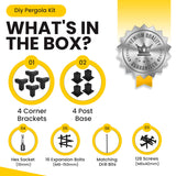 EZ Shades - DIY Pergola DIY Kit for 4x4 Lumber, (4) Black Steel Corners and (4) Post Base,Powder Coated Pergola Hardware with Accessories. (EZFSG2) EZ Shades