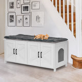 Homhedy Cat Litter Box Enclosure For 2 cats, Litter Box Furniture Hidden with Double Room,Wooden Cat Washroom Furniture,Cat House,47.2”L x 19.7”W x 19.7”H,White Homhedy