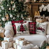 GEEORY Merry Christmas Throw Pillow Covers 18x18 Inch Set of 4, Xmas Trees Truck Buffalo Plaid Believe Farmhouse Decorative Cushion Cases for Home Decoration G421-18 GEEORY