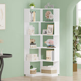 Tribesigns 6-Tier Modern Corner Bookshelf - 64.9 Inch Freestanding Storage Organizer in White Tribesigns