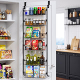 Over the Door Heavy-Duty Metal Organizer, 6-Tier Door Storage for Pantry, Easy Install, D4.65xW18xH50inch, Black Delamu