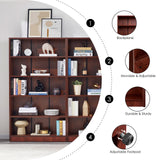 Farini Cherry Bookshelf 5 Shelf Office Bookcase 60 Inches Tall Modern Wood Bookshelf for Living Room Office Farini