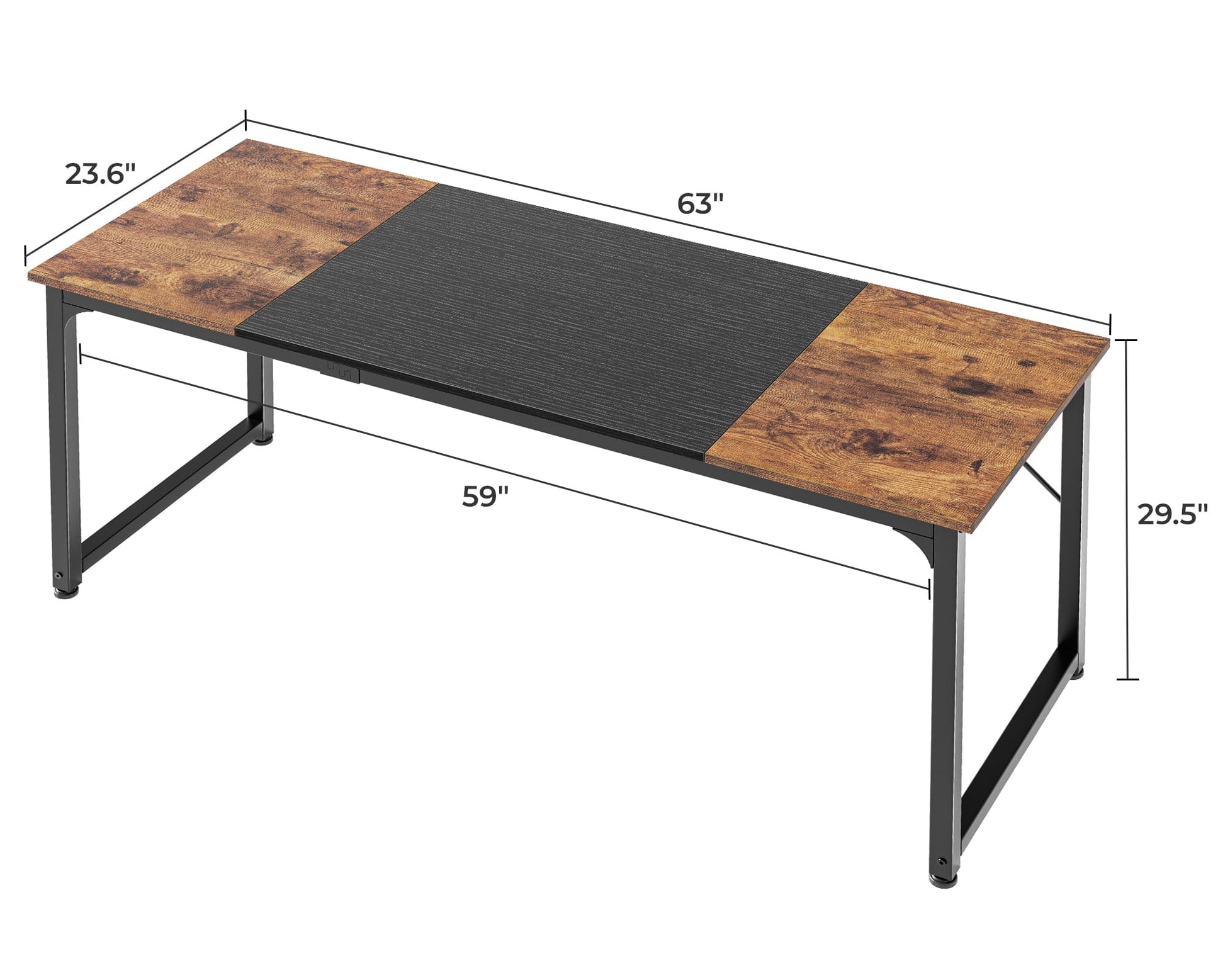 Huuger Computer Desk, 63 Inch Office Desk, Gaming Desk with Storage, Writing Desk Work Desk for Home Office, Study, Modern Simple Desk, Large Legroom, Metal Frame, Rustic Brown and Black - WoodArtSupply