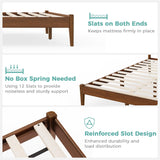 MORDEER Queen Size Bed Frame with Farmhouse Headboard, Malaysian Oak Queen Bed Frame No Box Spring Needed, Platform Bedframe with 12 Slats Support, Easy Assembly, Antique Espresso MORDEER