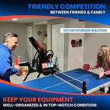 WAKUBON Ping Pong Paddle Holder Wall Mount Storage Rack - Table Tennis Racket Display Accessories Organizer - Holds 6 Paddles and 12 Balls - with Flip Scoreboard WAKUBON