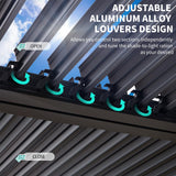 YOLENY Louvered Pergola 12x24, All Aluminum Pergola with Adjustable Rainproof Roof, Outdoor Pergola with Curtains and Nets for Patio & Garden, Dark Grey YOLENY