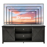 GAZHOME Farmhouse TV Stand with Sliding Barn Doors, Media Entertainment Center Console Table for TVs up to 65”,Rustic TV Stand for Living Room Bedroom(Black) GAZHOME