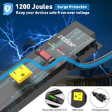 ZESEN 12 Outlet Long Power Strips Heavy Duty Garage Workshop Multi Wide Industrial Power Strip Surge Protector with 4ft Cord, ETL Certified, 1875W, Black ZESEN