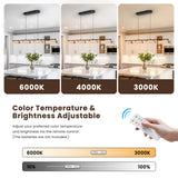 Glimchase 43.3" Linear Island Lights for Kitchen, 32W Wood Chandeliers for Dining Room, LED Rustic Dimmable Lighting Fixture for Farmhouse, 4-Light Pendant Lights for Kitchen Island Over Table Glimchase