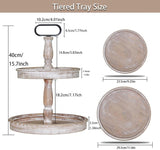 Krismax Decorative Trays - Two Tiered Tray Stand Rustic Tiered Tray Decor Farmhouse 2 Tiered Tray Serving Tray Seasonal & Holiday Decoration Wooden Tray for Coffee Table Farmhouse Display Stand Tray Krismax