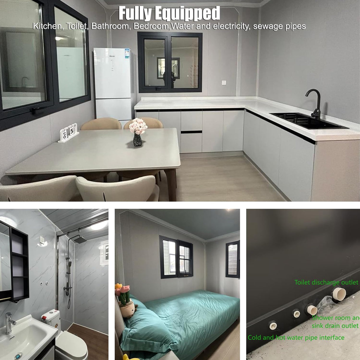 Customizable Prefab Homes 20ft/30ft,/40ft 1-2-3-4 Bedrooms & Kitchen Bathroom Tiny Homes to Live in for Adults Kits casas prefabricadas para Vivir Small Folding Mobile Modular Container House for Sale BOYOWO