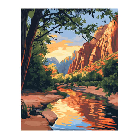 Zion Paint by Number, Paint by Numbers for Adults, National Park Paint by Numbers Kit, Utah Landscape Sunset DIY Acrylic Canvas Painting, Mount Lake Tree Home Wall Decor(16x20inch, No Frame) Artbrush Tower