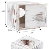 CATORY Tissue Box Cover, Wood Tissue Box Cover Square, Farmhouse Tissue Box Holder Covers Your Tissues, Decorative Tissue Cube Box Cover with Slide-Out Bottom (White) CATORY
