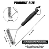 12 in Long Handle Barbecue Brush, BBQ Brush, Stainless Steel Brush Head, Barbecue Cleaning Brush with Lanyard, Suitable for All Kinds of Metal, Porcelain, Infrared Barbecue Grill WAKCHOU