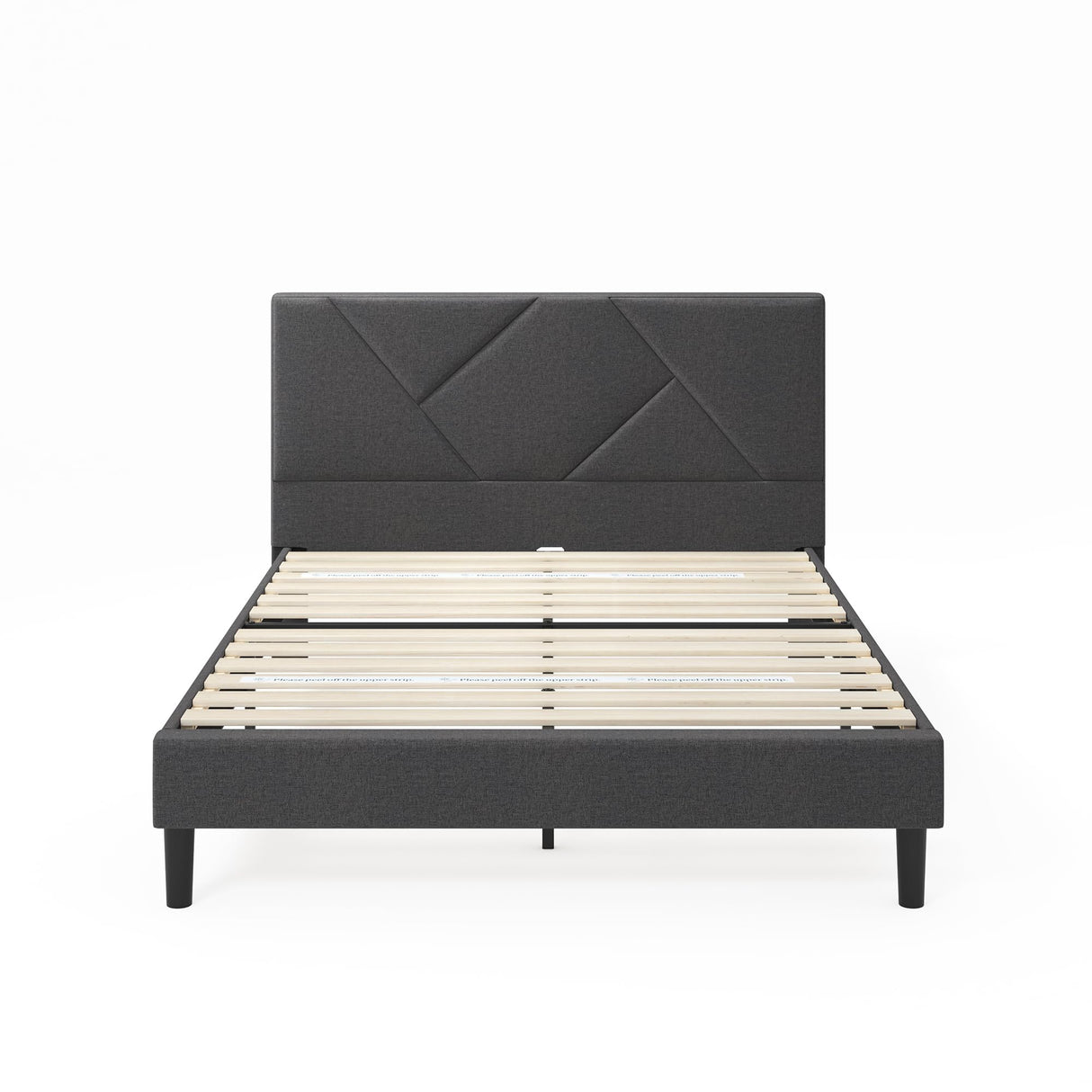 ZINUS Judy Upholstered Platform Bed Frame, Mattress Foundation, Wood Slat Support, No Box Spring Needed, Eco Friendly WonderBox (TM), Easy Assembly, Dark Grey, Queen ZINUS