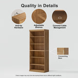 Casaphoria 72" H Wooden Bookcase, Heavy Duty Bookshelves, 6-Tier Wide Bookshelf with Large Storage Space for Home Office, 72" H x 31" W x 16" D, 126Lb, Oak Casaphoria