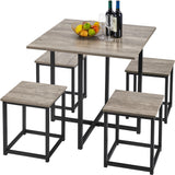 Yaheetech Dining Table Set for 4 Industrial Kitchen Table with 4 Chairs, Space-Saving Design for Apartment, Small Space, Breakfast Nook, Gray Yaheetech