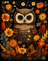 Tucocoo Retro Owl DIY Paint by Numbers for Adults Beginner,Floral Bird DIY Paint by Numbers Kits on Canvas, Home Wall Art Decor Gift Natural 16x20inch Frameless Tucocoo