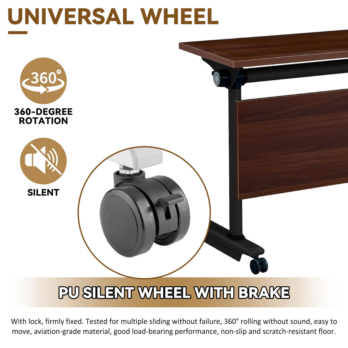 Conference Table, Folding Conference Room Tables With Flip-Top Design, With Caster Rectangular Modular Conference Room Table, for Office Conference Room Training Room 63x24x30in( WxDxH) 6PCS-Walnut HSHBDDM