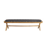 Christopher Knight Home Jeffery Outdoor Acacia Wood Bench with Rope Seating, Black and Teak 61x13.75x16.25 inches Christopher Knight Home