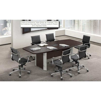 Thaweesuk Shop New 12 FT Gray Modern Boat Shaped Conference Table Wood Room Hide Wires Inside Elliptical Metal Legs Desk Grommets Racetrack 2 Power Modules Black Boardroom Business Furniture  - WoodArtSupply