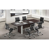 Thaweesuk Shop 12 FT Espresso Luxurious Modern Boat Shaped Conference Table Room Hide Wires Inside Elliptical Silver Metal Legs Desk Grommets Racetrack Meeting Boardroom Business Furniture Office Wood WoodArtSupply