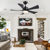 42 inch Ceiling Fans with Lights, Modern Black Ceiling Fan with Remote Control App, DC Motor Quiet, 3CCT Dimmable Memory, Led Sloped Flat Ceiling Fan with Light for Bedroom Indoor&Outdoor Patio BayDay