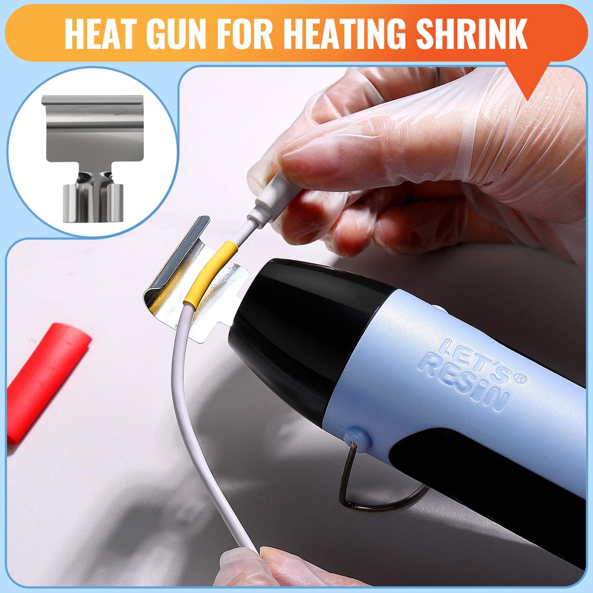 LET’S Resin Heat Gun for Resin,350W Fast Heating Dual Temp Heat Gun (482°F~752°F) with 3 Nozzles and 2 Silicone Covers,4.9Ft Long Cable Heat Gun for Crafting,Shrink Tubing,Vinyl Wrap,Epoxy Resin LET'S RESIN